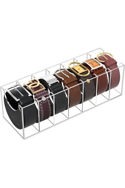 Arabest 7 Compartment Belt Organizer for Closet,Clear Storage Holder for Belt...