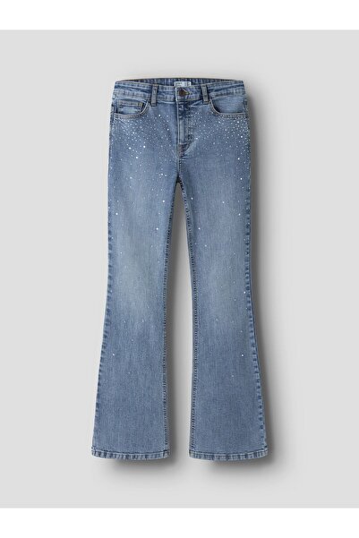 Name it Blugi cu strasuri, croială bootcut