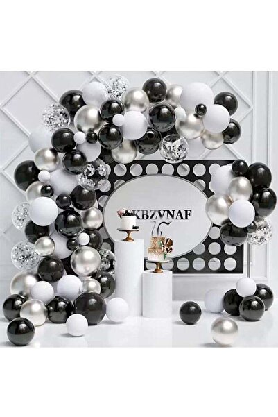 Gernetic 100pcs Black White Silver Latex Decorative Confetti Balloon Arch Gar...