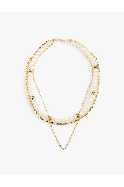 Koton Multi-Beaded Pearl Chain Necklace