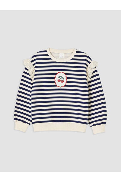 LC Waikiki Rmz Gi̇yi̇m Farkiyla Striped Girls' Thick Sweatshirt
