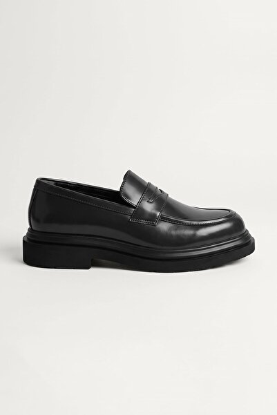 ablukaonline Men's Thick Sole Penny Loafer Shoes Black