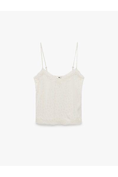 Koton Lace Detailed Comfortable Cut Thin Strap Athlete Pajama Top