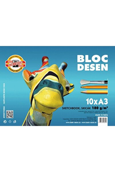 Koh-i Noor Set 2 x Bloc Desen, A3, GIRAFA, 180 g, 10 Coli