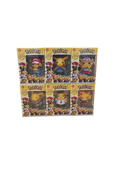 Pokemon Set de 6 figurine, Pentru băieți și fete +3 ani, Plastic cauciucat, Multicolor, 8,5 cm