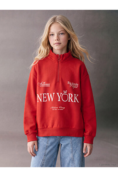 LC Waikiki Lcw Kids Red New York Printed Girls' Sweatshirt - W6By51Z4-Hjy |  ...