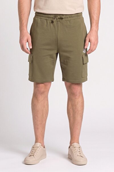 Siksilk Men Embroidered Logo Basic Shorts, Olive