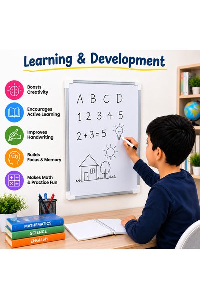 DIGICOM لوح أبيض صغير قابل للمسح 20 × 30 سم، لوح كتابة مغناطيسي مع قلم ومسحاة، لوح أبيض قابل لإعادة الاستخدام للمنزل والمدرسة والمكتب