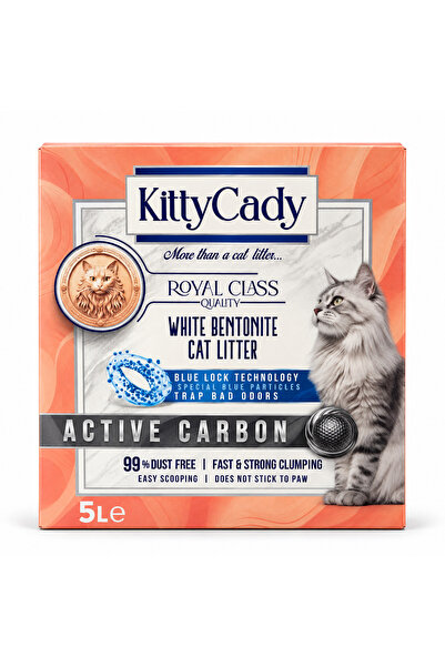 KittyCady Royal Class Aktif Karbonlu Beyaz Bentonit Kedi Kumu 5 L
