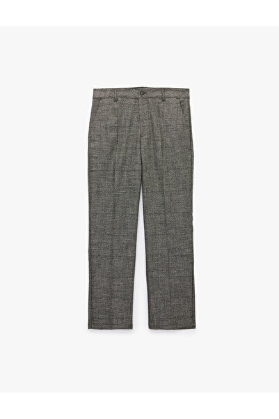 Koton Viscose Blended Pocketed Plaid Fabric Trousers