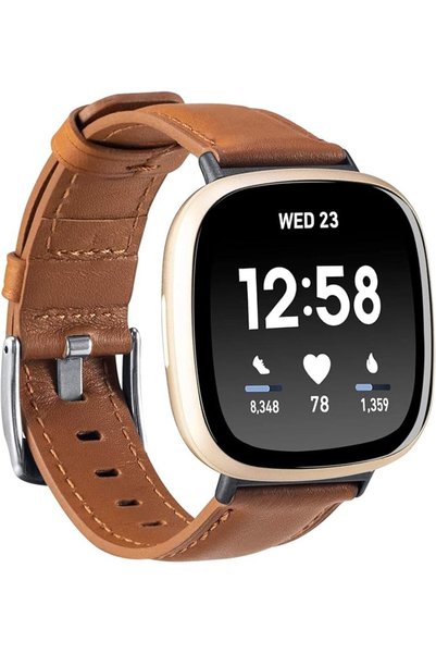 KASTWAVE أحزمة جلدية، متوافقة مع Fitbit Sense و Fitbit Versa 3، حزام بديل ناع...