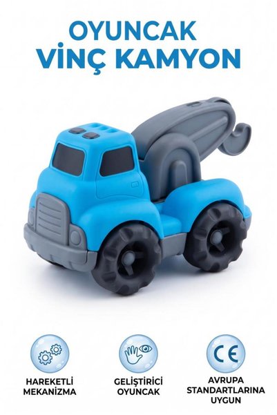 Tıfıl Toys Oyuncak Vinç Kamyon Çekici Kamyon 17 cm Eğitici ve Güvenli Çocuk O...