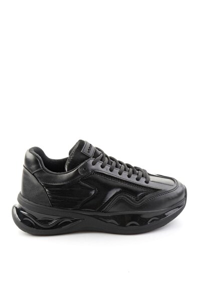 Bambi Siyah Siyah Streç Kadın Sneaker K01228092409