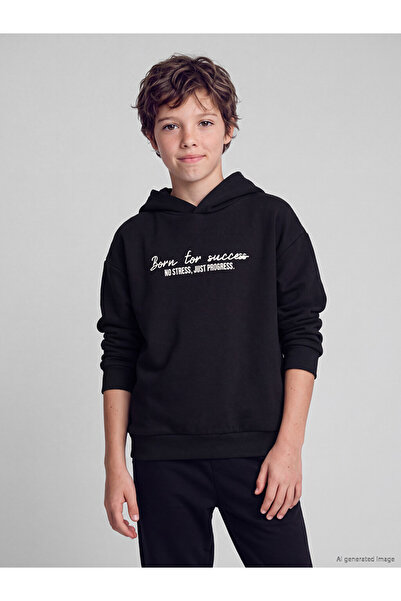 LC Waikiki Lcw Kids Black Hooded Thick Boys' Sweatshirt - W6Fl56Z4-Cvl |   Lcw