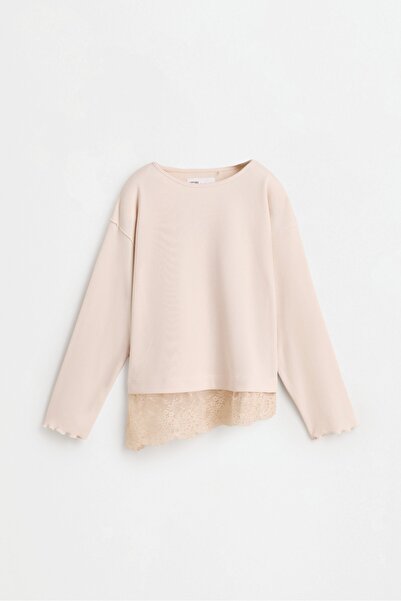 LEFTIES Dantelli kesim detaylı t-shirt