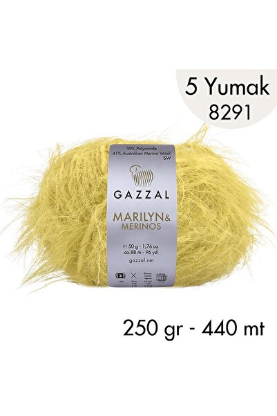 Gazzal Marilyn&Merinos 8291 - YENİ RENK - 5 Yumak - 250 gr