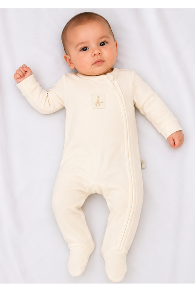 Bistyle Unisex Baby Zipper Jumpsuit Light Beige 15179