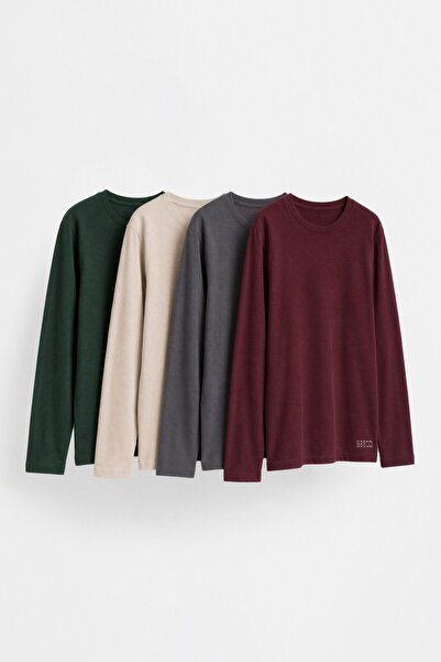 LEFTIES Pack 4 düz renkli t-shirt