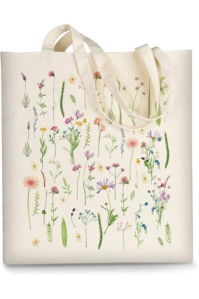 GENERAL AUSVKAI Canvas Tote Bag Aesthetic for Women, Cute Reusable Cloth Cott...