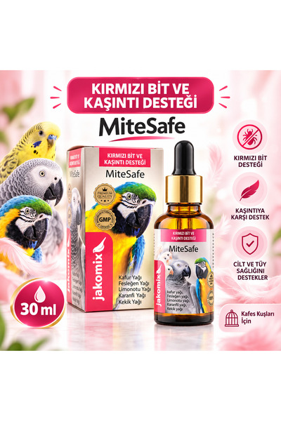 MiteSafe 30 ml – Kafes Kuşları ve Güvercinler İçin Kırmızı Bit, ve Tüy Bakım Desteği