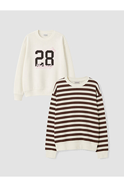 LC Waikiki Printed Girls' Sweatshirt 2-Pack