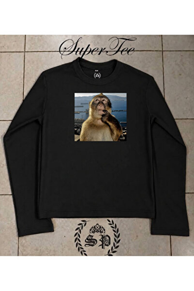 StartMore Long Sleeve Düşünen Maymun Monkey Memes serisi Tee Trend Uzun kollu...