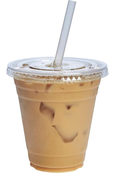 Gusto Comfy Package [50 sets] 12 oz. Clear Plastic Cups With Flat Lids