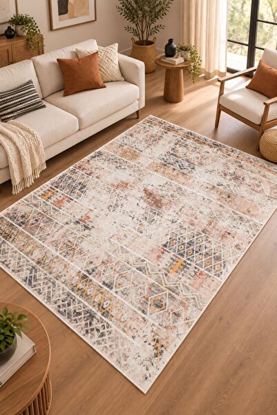 Oriente Home Zenya Serisi Modern Krem Şönil Makine Halısı Kaymaz Taban Salon ...