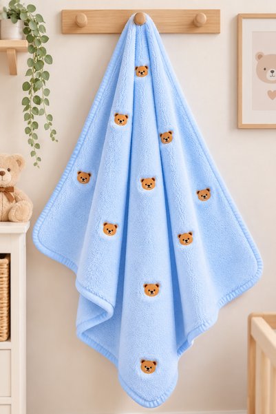 BYS BABY FASHION Cotton 90*100 Welsoft Bear Baby Boy Blanket