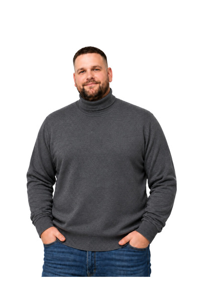 BattalModa سترة رجالية كبيرة الحجم ذات ياقة مدورة كاملة ومدخنة مقاس XL-2XL-3X...