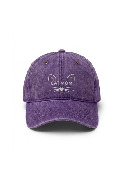 Tresore Cat Mom Embroidered Cotton Fabric Washable Hat / Cat Mom Embroidered ...