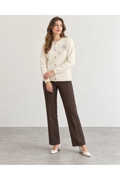 nazzain Floral Stone Printed Knitwear Cardigan