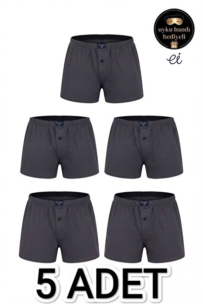 Tutku 5-Pack Smoked 100% Cotton Buttoned Plain Combed Cotton Men's Boxer Set ...