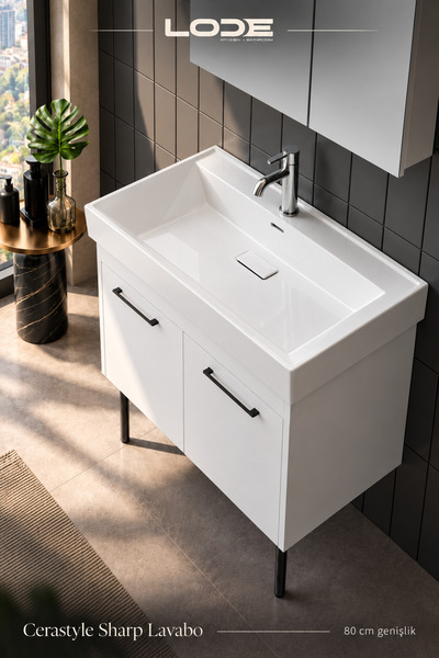 LODE Bath LODE PALİS AYAKLI %100 MDF - ALT DOLAP - CERASTYLE SHARP 80 CM SERA...