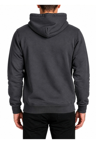 Hediyesepeti Koyu Gri Erkek Kapüşonlu Basic Sweatshirt Kanguru Cepli Hoodie