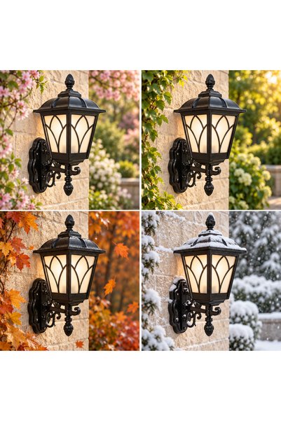 Yakan Aydınlatma Lale Square Flat Lantern Outdoor Plastic Garden Wall Sconce E27 1 Piece