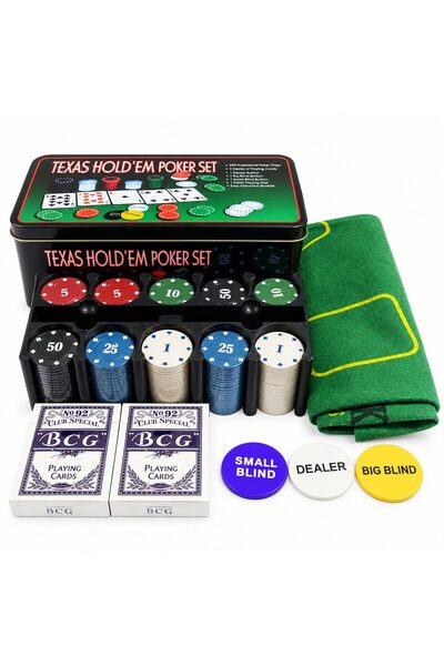 SELEXMO Set de Poker Complex cu 200 de jetoane selexmo, Include 2 seturi de c...