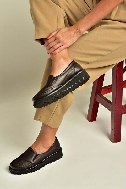 Fox Shoes Z555251203 Brown Genuine Leather Casual Women's Shoes
