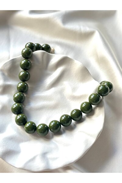Alveole Jewelry Koyu Yeşil İri Yuvarlak Boncuk Kolye