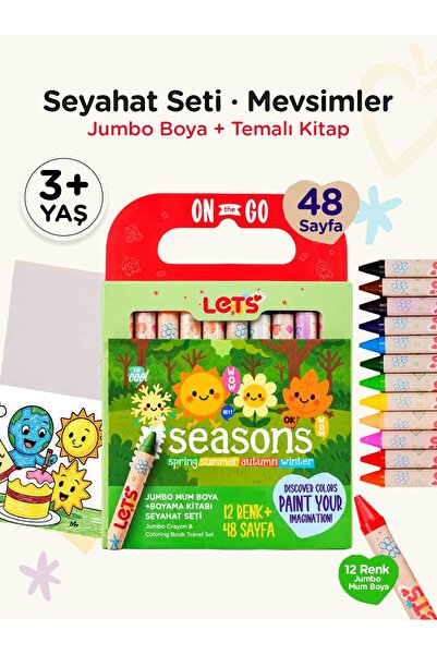 Lets Keçeli Kalem Seyahat Seti – 10 Renk + Boyama Kitabı Mevsimler Temalı | L...