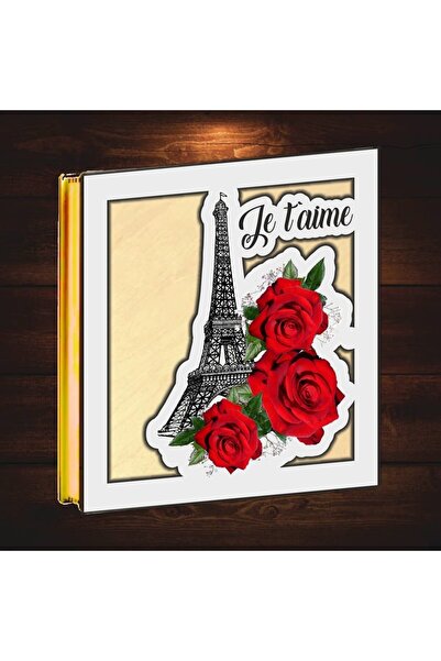 OEM Cutii pentru aranjamente cu licheni, Lemn, Alb, Turnul Eiffel, 30cm, BL028