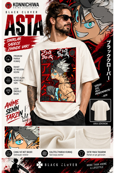 FG KONNİCHİWA Black Clover Asta T-Shirt Tee Tshirt – Anime Character Printed ...