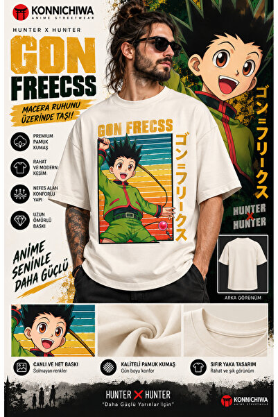 FG KONNİCHİWA Hunter X Hunter Gon Freecss T-Shirt Tee Tshirt – Anime Characte...