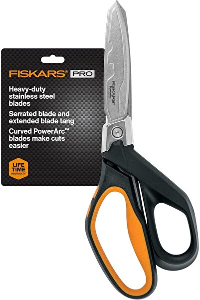 FiSKARS PowerArc 8" Shop Shears, Heavy Duty Serrated Stainless Steel Scissors...