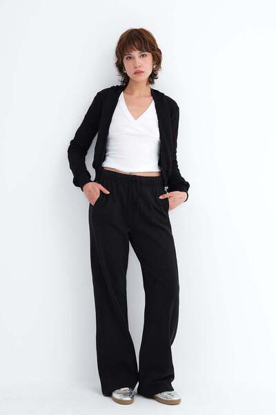 Addax Elastic Waistband Shawl-Style Tracksuit Eşf06043