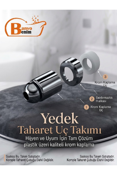 Banyobenim TAHARET ÇUBUĞU KROM KAPLI UÇ SET-İZYAPI