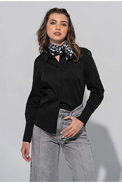HERMOSA Cămașă de damă Lori cu mânecă lungă, neagră 1604510653036