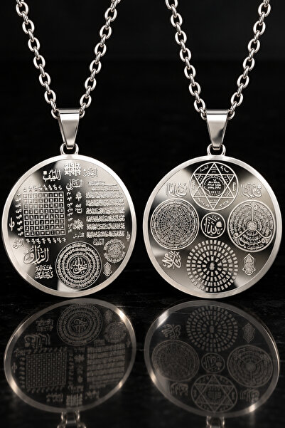 OSMANLI GÜMÜŞ Women's and Men's Steel Necklace with Double-Sided Protective P...