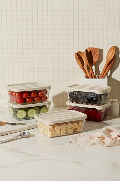 NESS HOME Set of 5 Rectangular Storage Containers 600 ml Refrigerator Organiz...