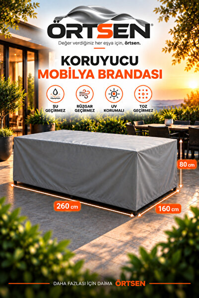 ÖRTSEN Masa Branda Örtsünü - Bahçe Mobilya Örtüsü 260x160x80 CM Masa Koruma K...